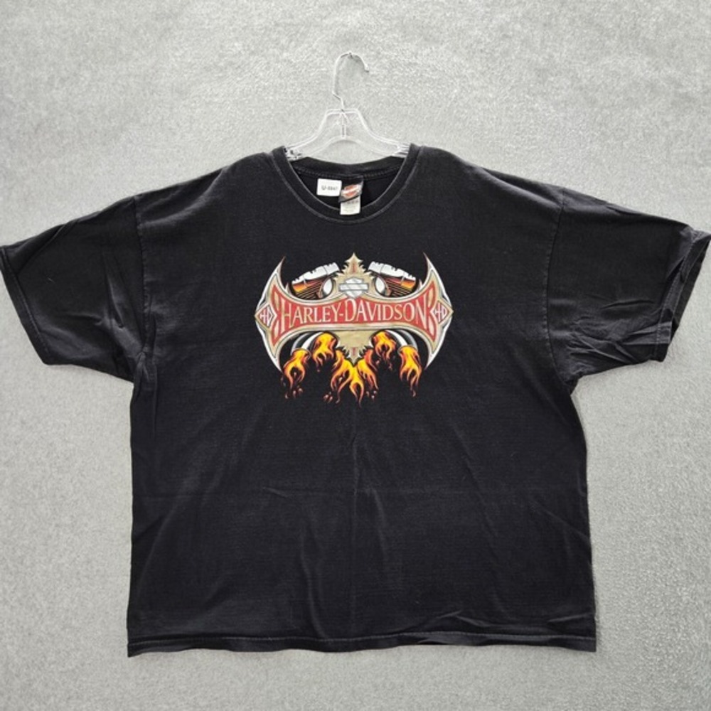 Harley Davidson Men Shirt 3XL Black 2006 Y2K Livermore California Flame Logo Tee